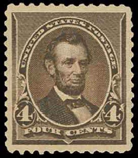 US Stamps Value Scott Cat. #222: 1890 4c Lincoln. H.R. Harmer, Nov 2013, Sale 3004, Lot 1142