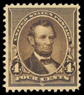Price of US Stamps Scott Cat. 222 - 4c 1890 Lincoln. Daniel Kelleher Auctions, Dec 2014, Sale 661, Lot 192