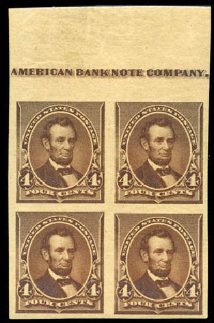 Prices of US Stamps Scott 222 - 1890 4c Lincoln. Matthew Bennett International, Mar 2012, Sale 344, Lot 4403