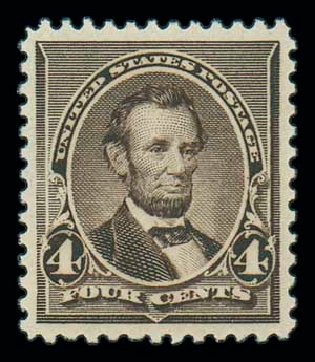 US Stamp Value Scott Catalogue #222 - 4c 1890 Lincoln. Matthew Bennett International, Oct 2007, Sale 322, Lot 2076