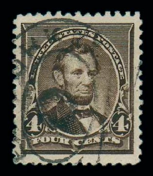 US Stamps Prices Scott Cat. #222 - 4c 1890 Lincoln. Matthew Bennett International, Dec 2007, Sale 323, Lot 456