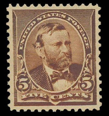 US Stamp Values Scott Cat. 223 - 5c 1890 Grant. Daniel Kelleher Auctions, Oct 2011, Sale 626, Lot 208