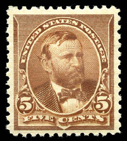 Values of US Stamps Scott Catalog # 223: 5c 1890 Grant. Matthew Bennett International, Mar 2012, Sale 344, Lot 4404