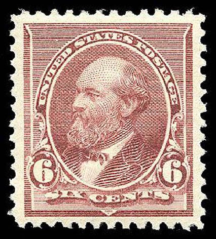 Value of US Stamps Scott Catalog 224 - 1890 6c Garfield. Matthew Bennett International, Apr 2008, Sale 326, Lot 197