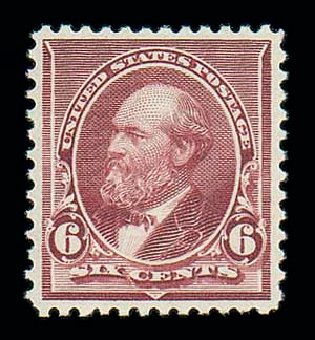 Cost of US Stamp Scott Catalogue # 224 - 1890 6c Garfield. Matthew Bennett International, Dec 2007, Sale 325, Lot 1699