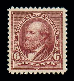 Costs of US Stamp Scott Catalog # 224 - 1890 6c Garfield. Matthew Bennett International, Dec 2007, Sale 325, Lot 1700