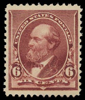US Stamp Prices Scott 224: 1890 6c Garfield. Daniel Kelleher Auctions, Jul 2011, Sale 625, Lot 800