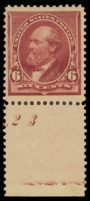 US Stamp Prices Scott Cat. # 224: 1890 6c Garfield. Daniel Kelleher Auctions, Jun 2012, Sale 630, Lot 1480
