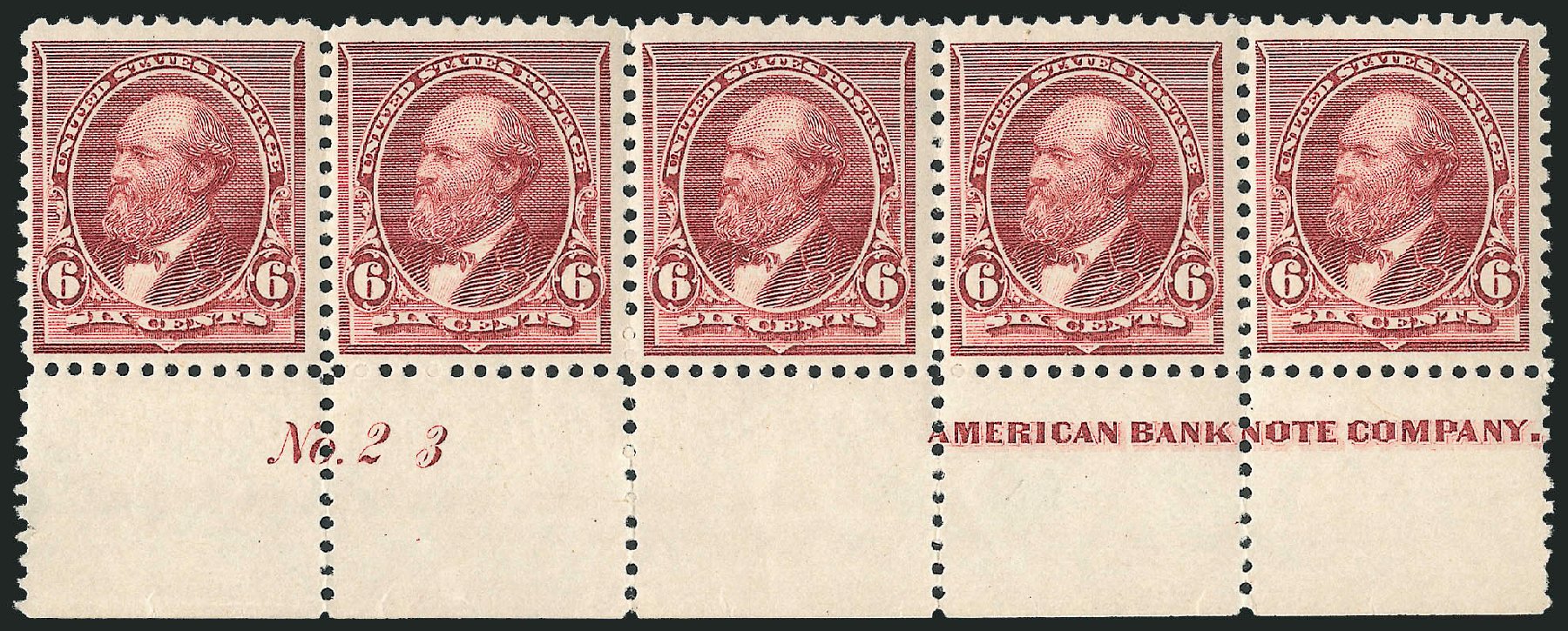 US Stamps Values Scott #224 - 6c 1890 Garfield. Robert Siegel Auction Galleries, Dec 2011, Sale 1017, Lot 603