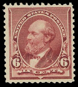 US Stamp Values Scott Cat. # 224 - 1890 6c Garfield. Daniel Kelleher Auctions, Apr 2012, Sale 629, Lot 226