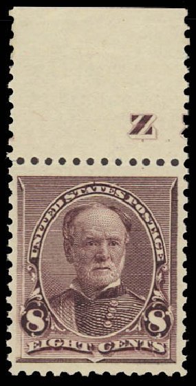 Value of US Stamps Scott Catalogue #225 - 8c 1890 Sherman. Daniel Kelleher Auctions, Aug 2012, Sale 631, Lot 894