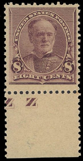 Price of US Stamp Scott Cat. 225 - 1890 8c Sherman. Daniel Kelleher Auctions, Oct 2012, Sale 632, Lot 1114