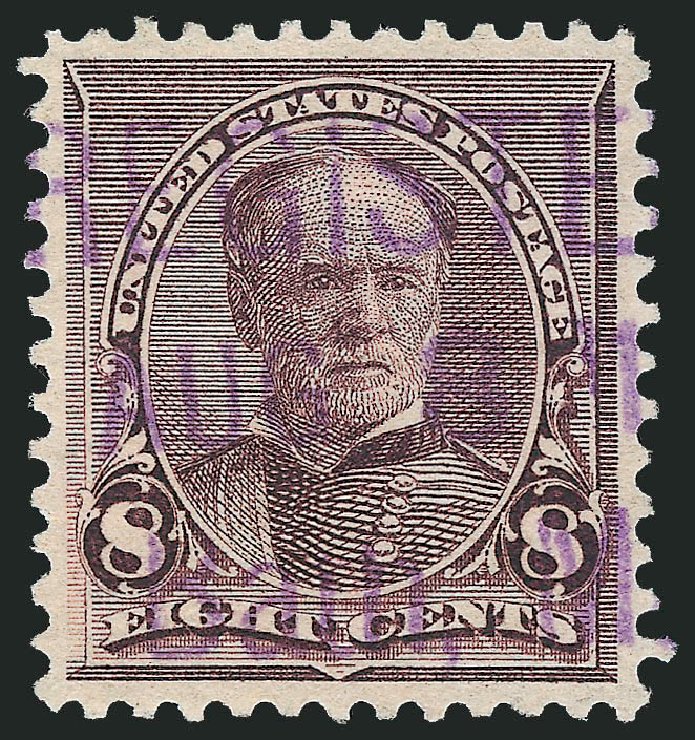 US Stamps Values Scott Cat. #225: 1890 8c Sherman. Robert Siegel Auction Galleries, Mar 2012, Sale 1019, Lot 534
