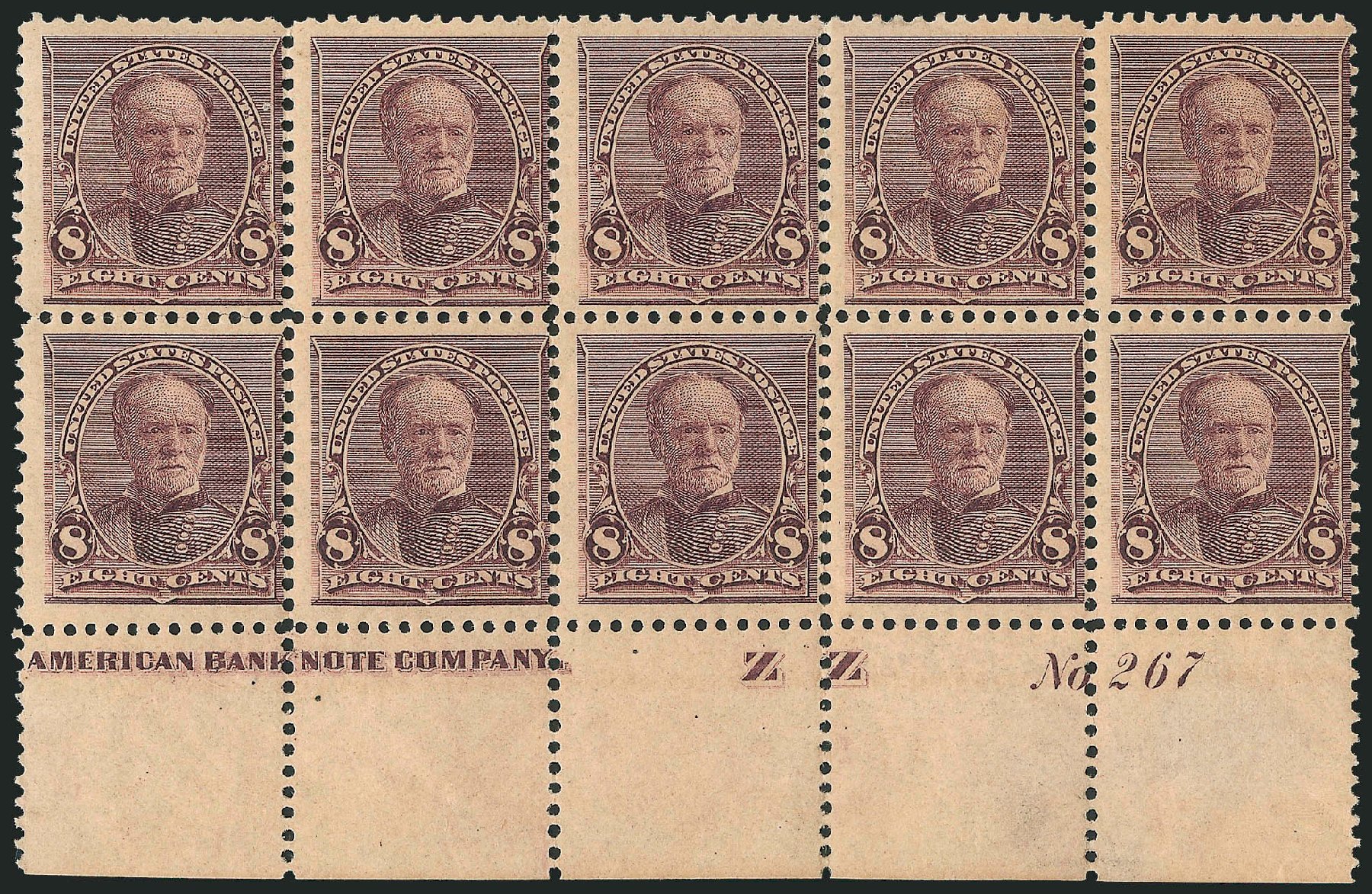 Prices of US Stamp Scott Catalog #225 - 8c 1890 Sherman. Robert Siegel Auction Galleries, Nov 2013, Sale 1061, Lot 3654