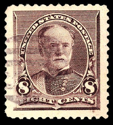 Value of US Stamps Scott Catalog 225 - 1890 8c Sherman. Matthew Bennett International, Dec 2008, Sale 330, Lot 1685