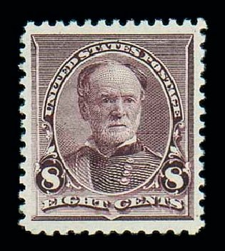 Value of US Stamp Scott Catalog #225 - 1890 8c Sherman. Matthew Bennett International, Dec 2007, Sale 325, Lot 1703