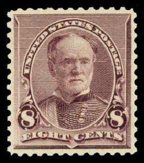 US Stamps Prices Scott # 225: 8c 1890 Sherman. Daniel Kelleher Auctions, May 2014, Sale 652, Lot 333