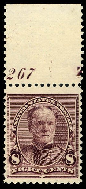 US Stamps Values Scott Cat. 225: 8c 1890 Sherman. Daniel Kelleher Auctions, Dec 2012, Sale 633, Lot 446