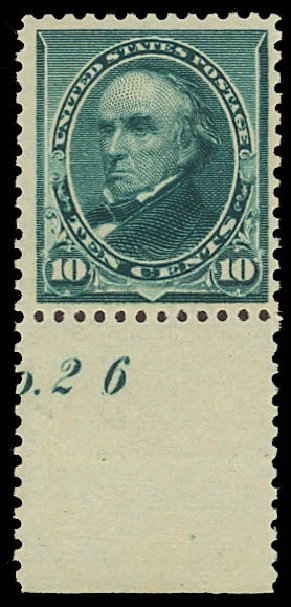 US Stamp Values Scott Catalogue 226: 10c 1890 Webster. Daniel Kelleher Auctions, Aug 2012, Sale 631, Lot 897