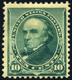 Cost of US Stamps Scott Catalogue 226 - 1890 10c Webster. Harmer-Schau Auction Galleries, Oct 2008, Sale 79, Lot 123