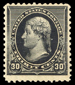 US Stamp Price Scott Cat. # 228: 30c 1890 Jefferson. Cherrystone Auctions, May 2013, Sale 201305, Lot 87