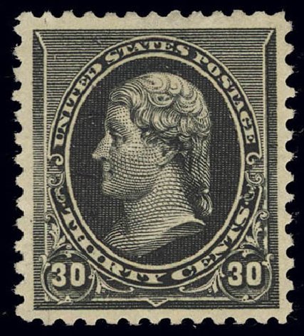 US Stamp Price Scott Catalogue #228 - 1890 30c Jefferson. Daniel Kelleher Auctions, Feb 2013, Sale 634, Lot 157