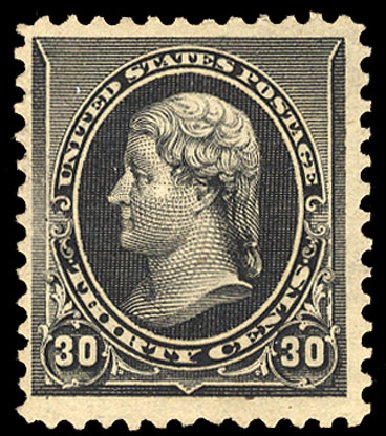 Value of US Stamps Scott Catalog # 228: 30c 1890 Jefferson. Cherrystone Auctions, Jan 2009, Sale 200901, Lot 158