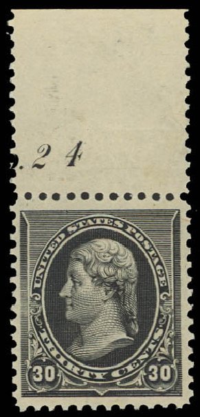 US Stamps Prices Scott Cat. 228: 30c 1890 Jefferson. Daniel Kelleher Auctions, Jun 2012, Sale 630, Lot 1489