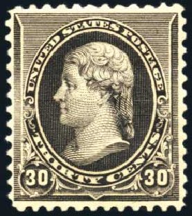 US Stamp Value Scott Catalog # 228 - 1890 30c Jefferson. Harmer-Schau Auction Galleries, Feb 2009, Sale 80, Lot 1190