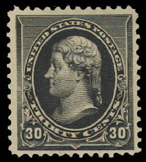 Value of US Stamps Scott #228: 30c 1890 Jefferson. Daniel Kelleher Auctions, Jun 2012, Sale 630, Lot 1490