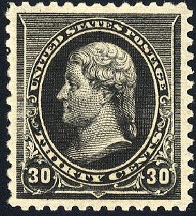 Costs of US Stamps Scott Catalogue 228: 1890 30c Jefferson. Cherrystone Auctions, Jan 2008, Sale 200801, Lot 1141