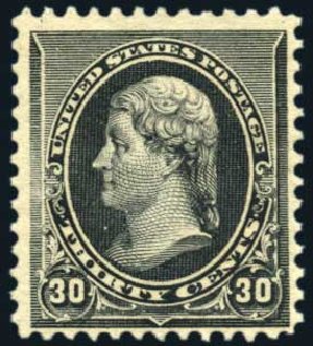 US Stamp Values Scott Catalogue 228: 1890 30c Jefferson. Harmer-Schau Auction Galleries, Feb 2010, Sale 84, Lot 1421