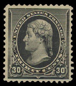 US Stamp Price Scott Cat. # 228 - 30c 1890 Jefferson. Daniel Kelleher Auctions, Jun 2012, Sale 630, Lot 1491