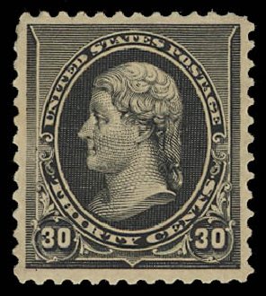 US Stamp Prices Scott #228 - 30c 1890 Jefferson. Daniel Kelleher Auctions, Jul 2011, Sale 625, Lot 804