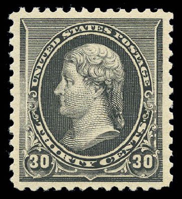 US Stamps Values Scott Catalog #228: 30c 1890 Jefferson. Matthew Bennett International, Sep 2010, Sale 332, Lot 2042