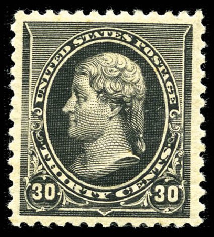 US Stamps Prices Scott Cat. # 228: 30c 1890 Jefferson. Matthew Bennett International, Feb 2012, Sale 340, Lot 302