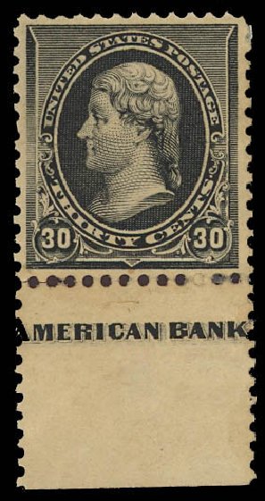 US Stamp Values Scott Catalogue # 228 - 30c 1890 Jefferson. Daniel Kelleher Auctions, Jun 2012, Sale 630, Lot 1492
