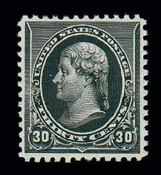 Cost of US Stamps Scott Catalogue 228: 1890 30c Jefferson. Matthew Bennett International, Dec 2007, Sale 325, Lot 1713