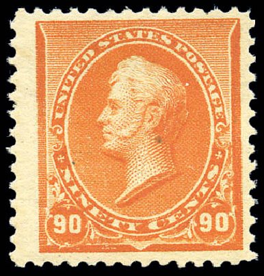 US Stamps Values Scott Catalog # 229: 90c 1890 Perry. Matthew Bennett International, Sep 2010, Sale 333, Lot 3627