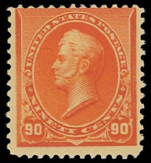 Value of US Stamp Scott #229: 90c 1890 Perry. Daniel Kelleher Auctions, Apr 2013, Sale 636, Lot 177