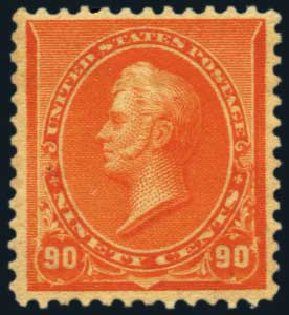 Cost of US Stamps Scott Cat. 229 - 1890 90c Perry. Harmer-Schau Auction Galleries, Jan 2014, Sale 100, Lot 488