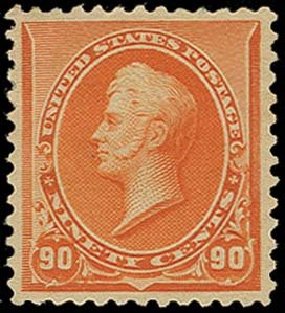 US Stamps Values Scott Cat. # 229: 90c 1890 Perry. H.R. Harmer, Oct 2014, Sale 3006, Lot 1248