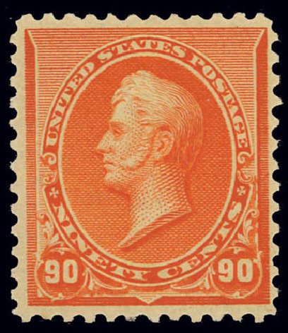 Values of US Stamps Scott Catalogue 229: 90c 1890 Perry. Daniel Kelleher Auctions, Feb 2013, Sale 634, Lot 158
