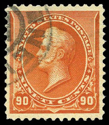 Values of US Stamps Scott Catalog 229 - 90c 1890 Perry. Matthew Bennett International, Mar 2011, Sale 337, Lot 2660