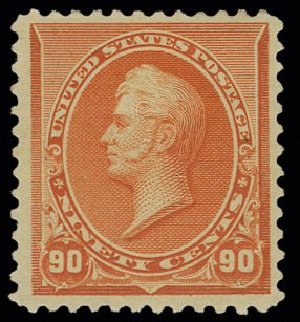 Value of US Stamp Scott Catalogue #229 - 90c 1890 Perry. H.R. Harmer, May 2014, Sale 3005, Lot 1160