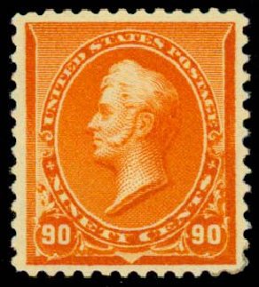 Values of US Stamp Scott Catalog 229: 90c 1890 Perry. Daniel Kelleher Auctions, Sep 2013, Sale 639, Lot 3310