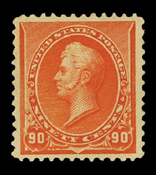 US Stamps Values Scott Catalog 229: 1890 90c Perry. Cherrystone Auctions, Nov 2014, Sale 201411, Lot 51