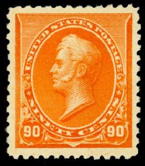 Cost of US Stamps Scott Cat. # 229 - 90c 1890 Perry. Daniel Kelleher Auctions, Oct 2014, Sale 660, Lot 2204
