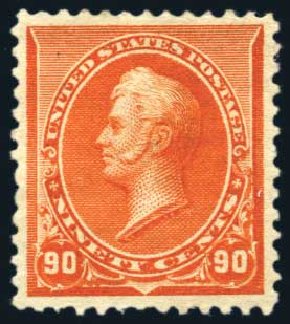 US Stamp Price Scott Catalog # 229: 1890 90c Perry. Harmer-Schau Auction Galleries, Aug 2011, Sale 90, Lot 1345