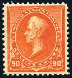 Cost of US Stamp Scott Catalog #229: 1890 90c Perry. Harmer-Schau Auction Galleries, Feb 2010, Sale 84, Lot 1423